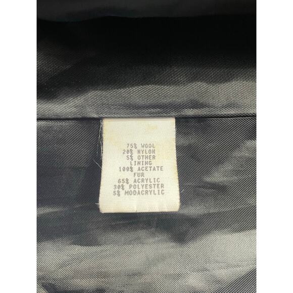 MDP Mario De Pinto Long Wool Maxi Coat Hooded Black USA Made Faux Fur Trim - Picture 11 of 12